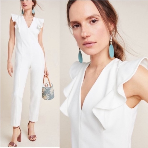 Black Halo Deklyn White Jumpsuit size 6